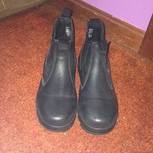 Black steel toe boots. Oil and slip resistant